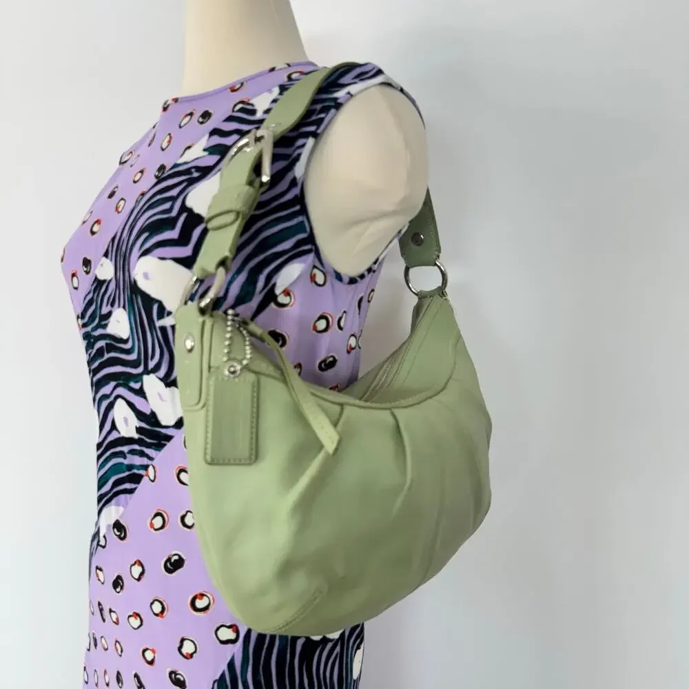 Coach Soho Pleated Leather Shoulder Bag Lime Mint Green F13730